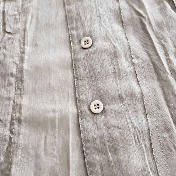 Dolce Cabo Beige Sheer Gauzy Shimmery Long Sleeve Top Size M - Picture 5 of 10